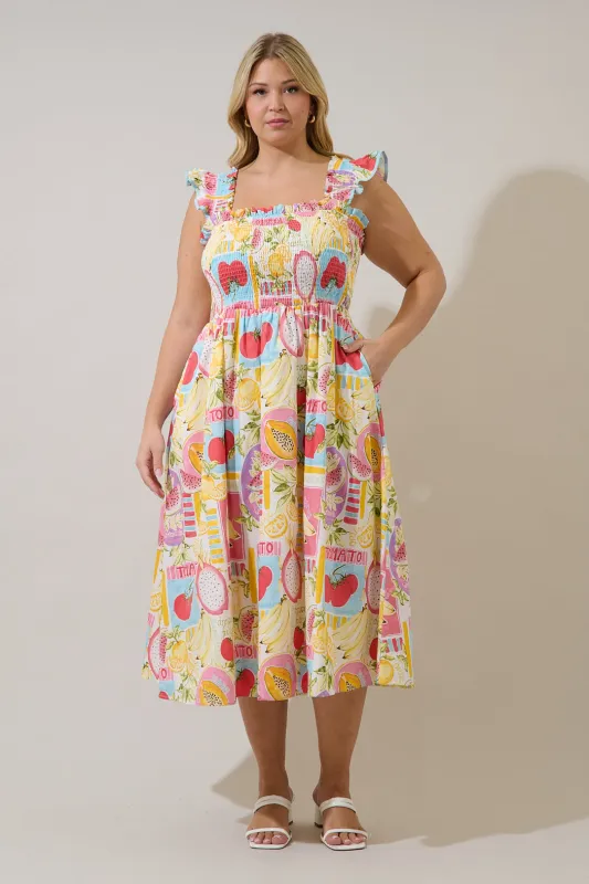 Urbina Smocked Midi Dress Curve Farmers Market made by Sugarlips