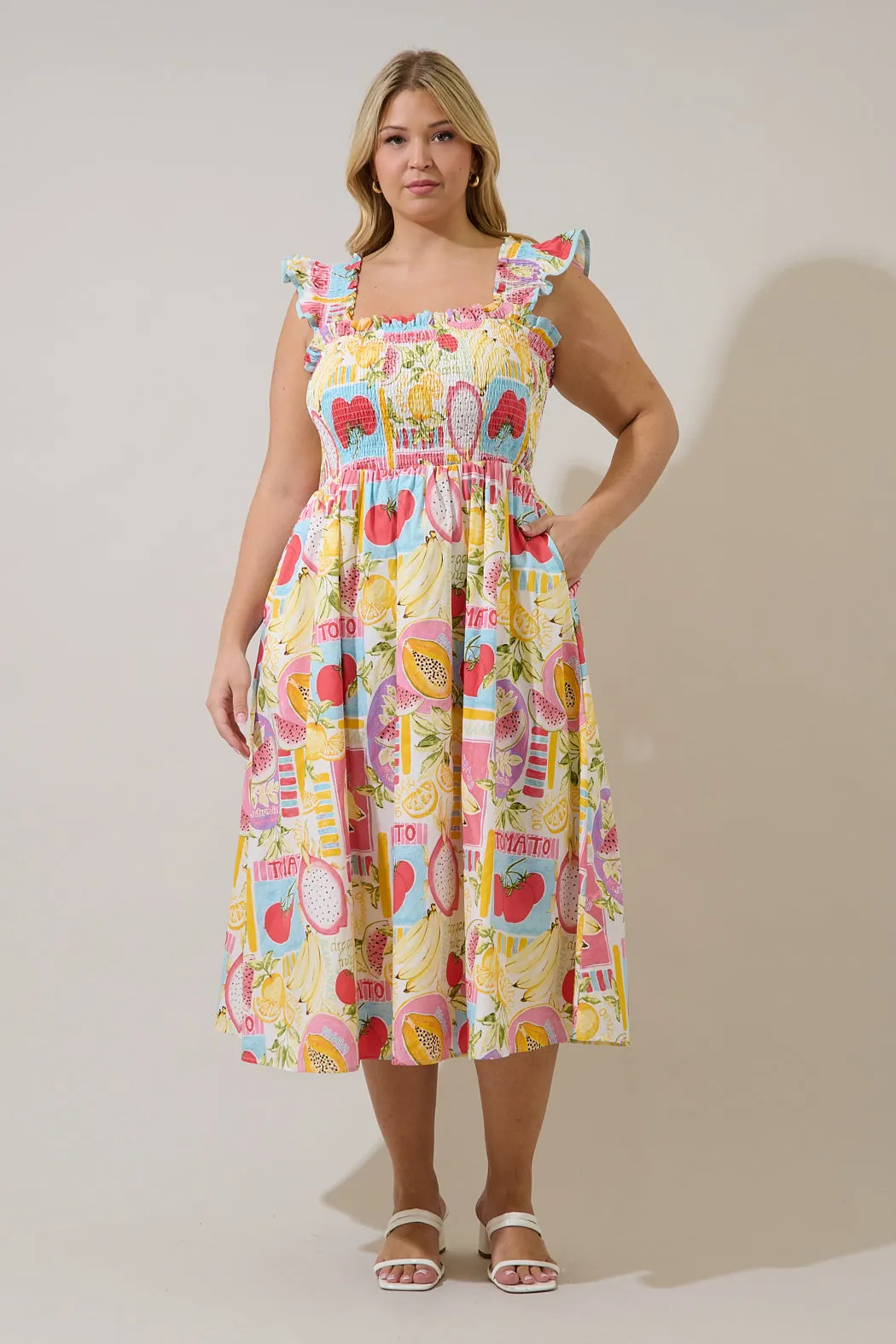 Urbina Smocked Midi Dress Curve Farmers Market sold by Sugarlips