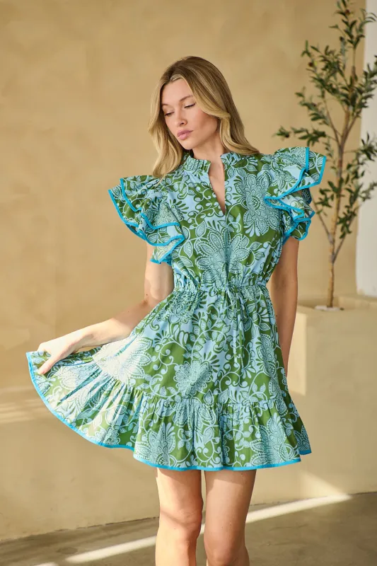 Alina Ruffle Shift Mini Dress Margie Floral made by Sugarlips