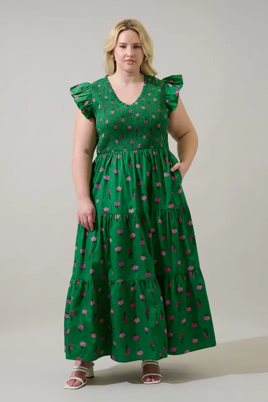 Sunfire Tiered Midi Dress Vivy Floral Curve made by Sugarlips