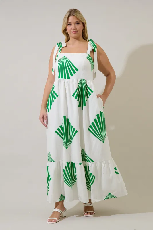 Hendy Shoulder Tie Maxi Dress Fan Breeze Curve made by Sugarlips