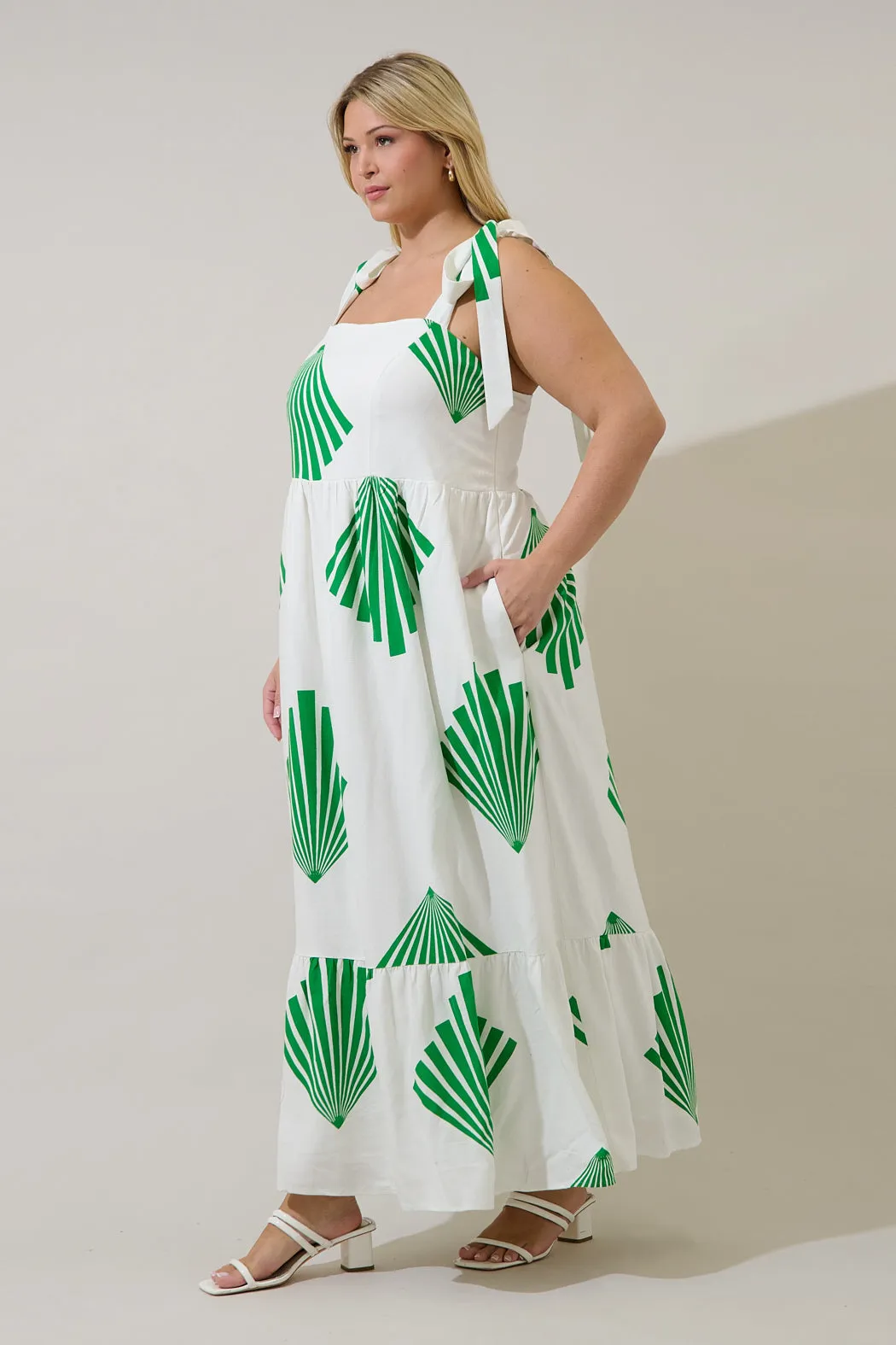 Hendy Shoulder Tie Maxi Dress Fan Breeze Curve sold by Sugarlips product image thumbnail 3