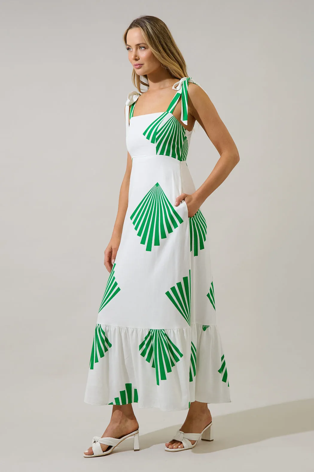Hendy Shoulder Tie Maxi Dress Fan Breeze sold by Sugarlips product image thumbnail 4