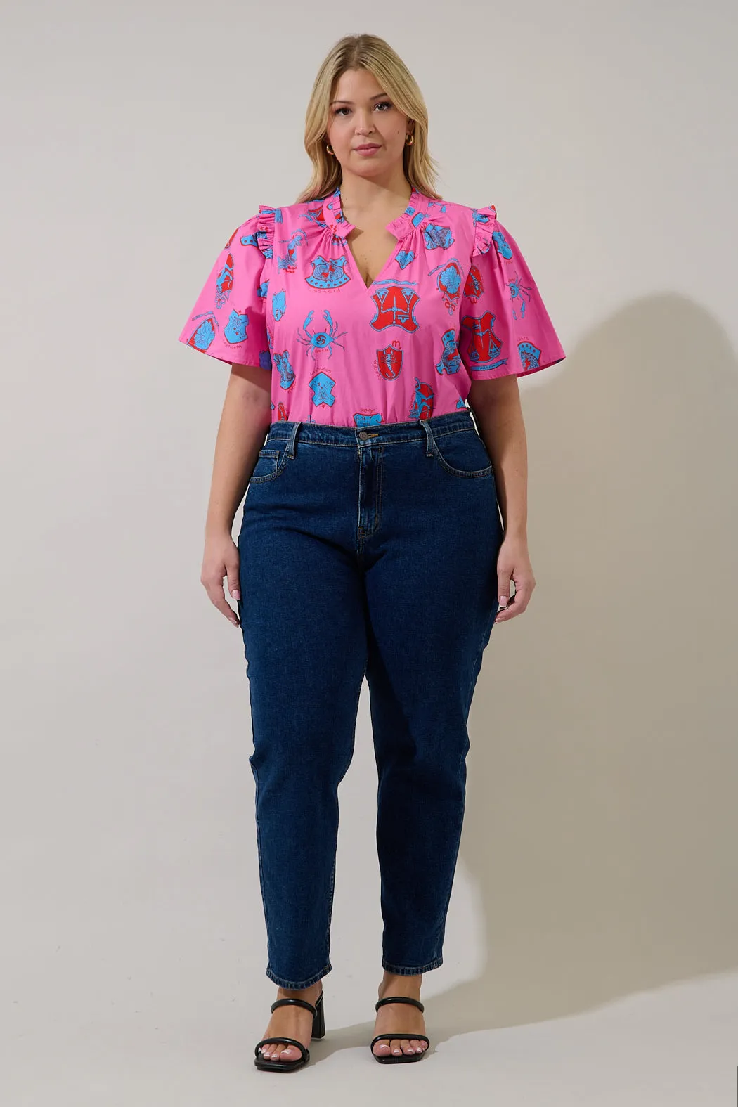 Mei Split Neck Top Zodiac Curve sold by Sugarlips product image thumbnail 4