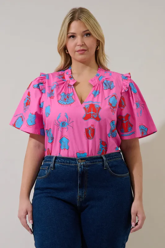 Mei Split Neck Top Zodiac Curve made by Sugarlips