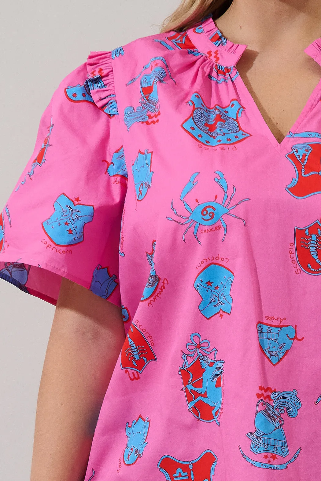 Mei Split Neck Top Zodiac Curve sold by Sugarlips product image thumbnail 5