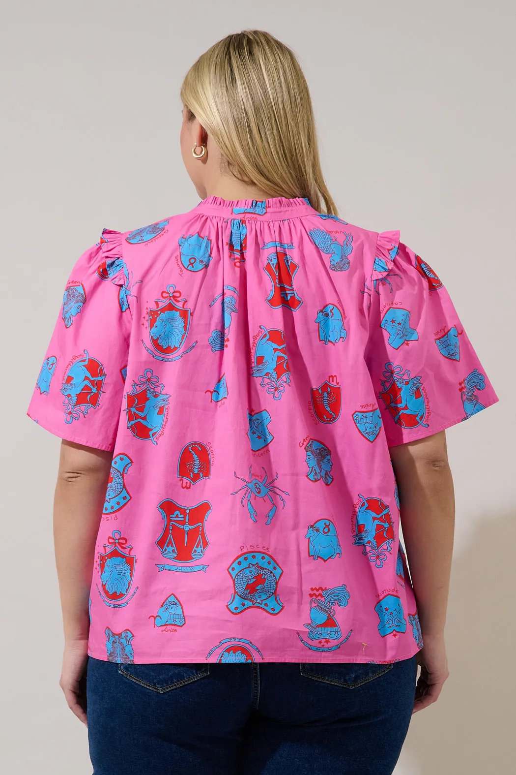 Mei Split Neck Top Zodiac Curve sold by Sugarlips product image thumbnail 2