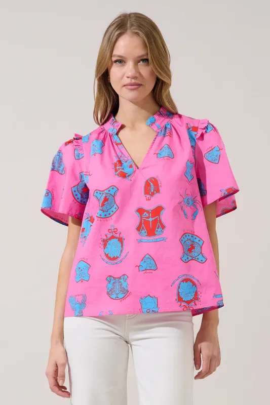 Mei Split Neck Top Zodiac made by Sugarlips