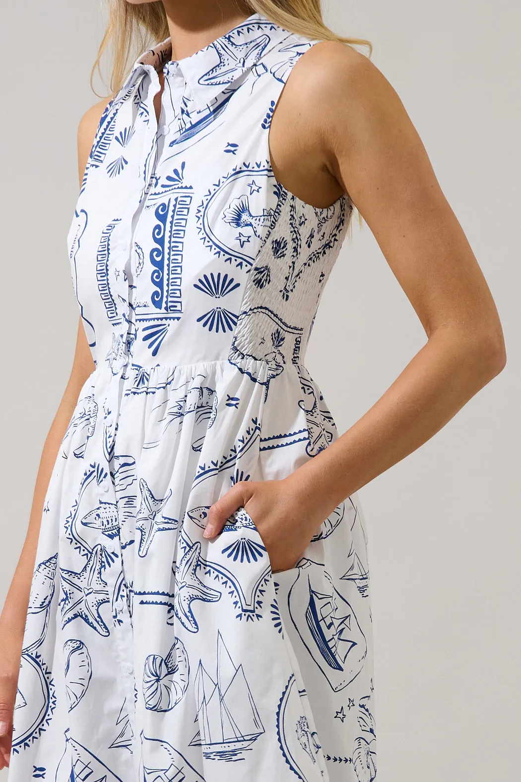 Catie Button Down Midi Dress Seaside sold by Sugarlips product image thumbnail 5