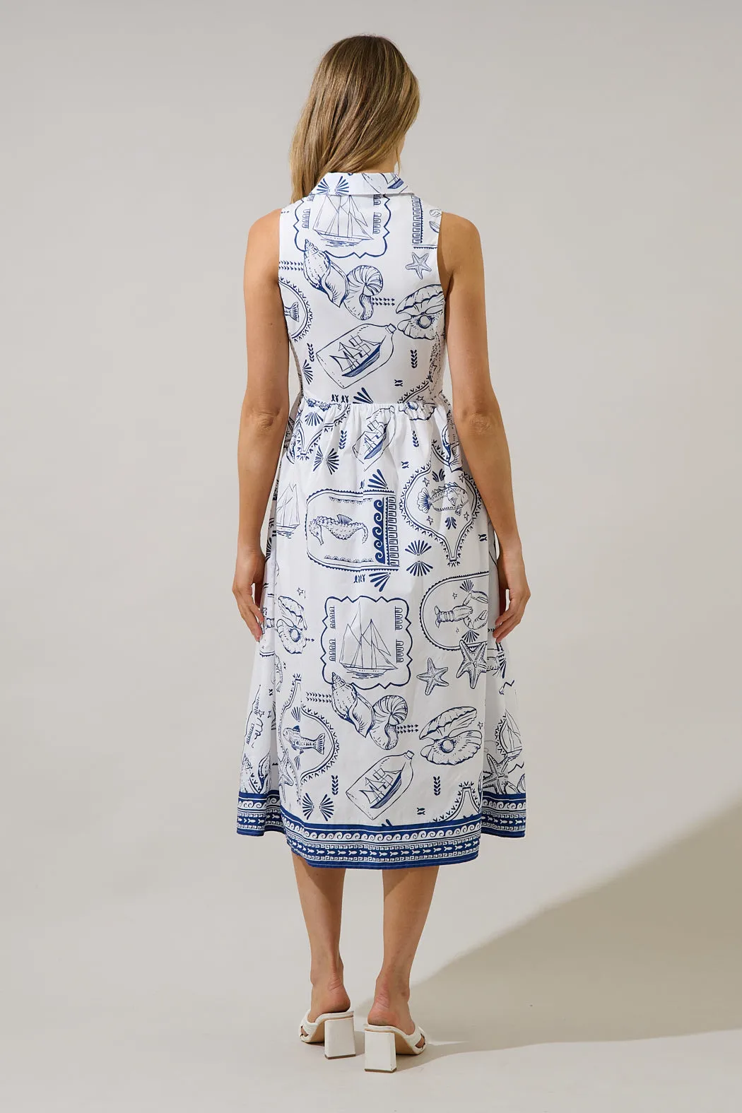 Catie Button Down Midi Dress Seaside sold by Sugarlips product image thumbnail 3