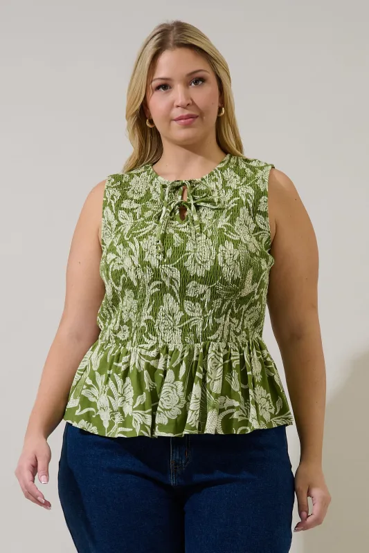 Tinda Smocked Peplum Top Kory Floral Curve made by Sugarlips