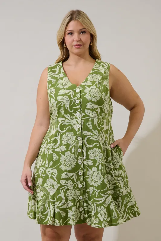 Terria Button Down Mini Dress Kory Floral Curve made by Sugarlips