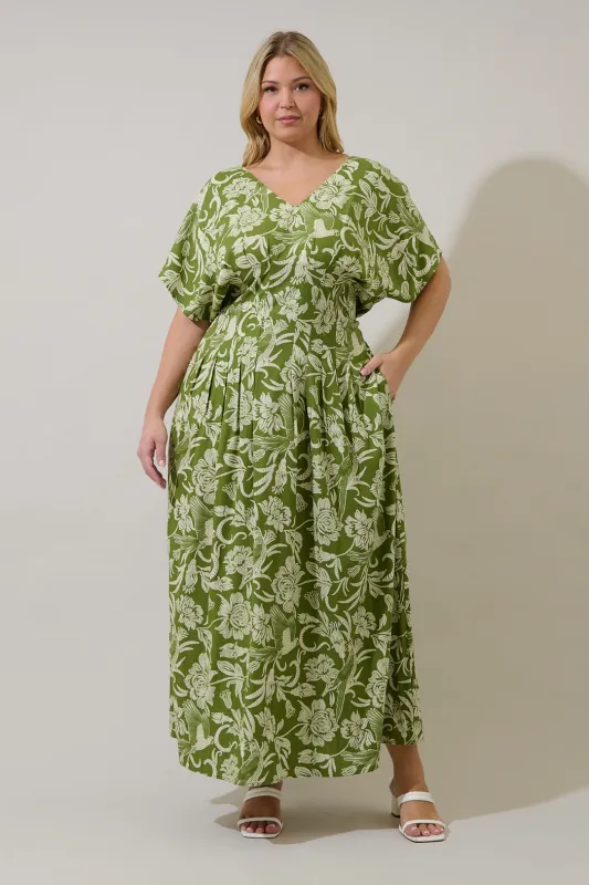 Melda Pleated Midi Dress Kory Floral Curve made by Sugarlips