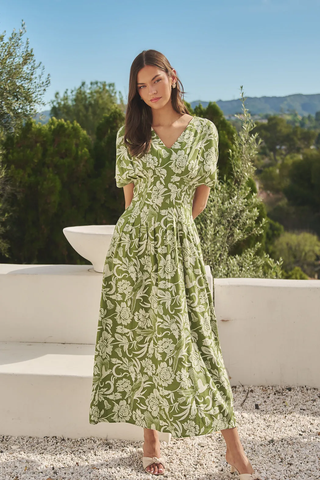 Melda Pleated Midi Dress Kory Floral sold by Sugarlips