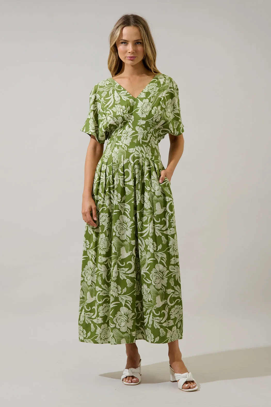 Melda Pleated Midi Dress Kory Floral sold by Sugarlips product image thumbnail 2