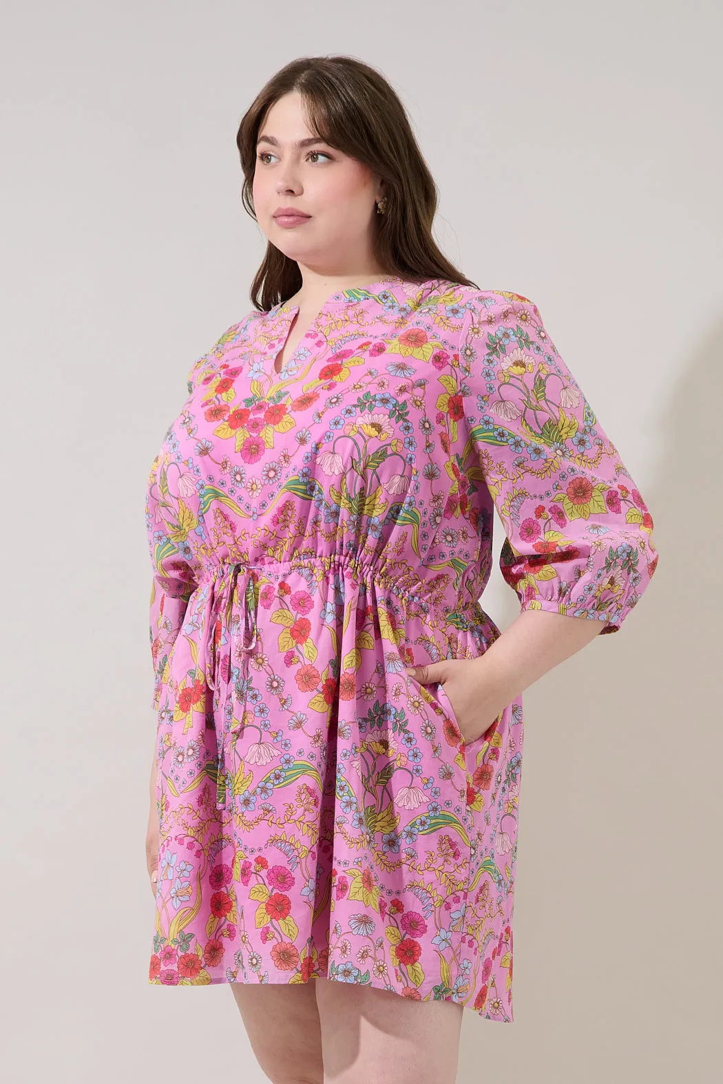 Ramsie Floral Melany Shift Mini Dress Curve sold by Sugarlips product image thumbnail 3