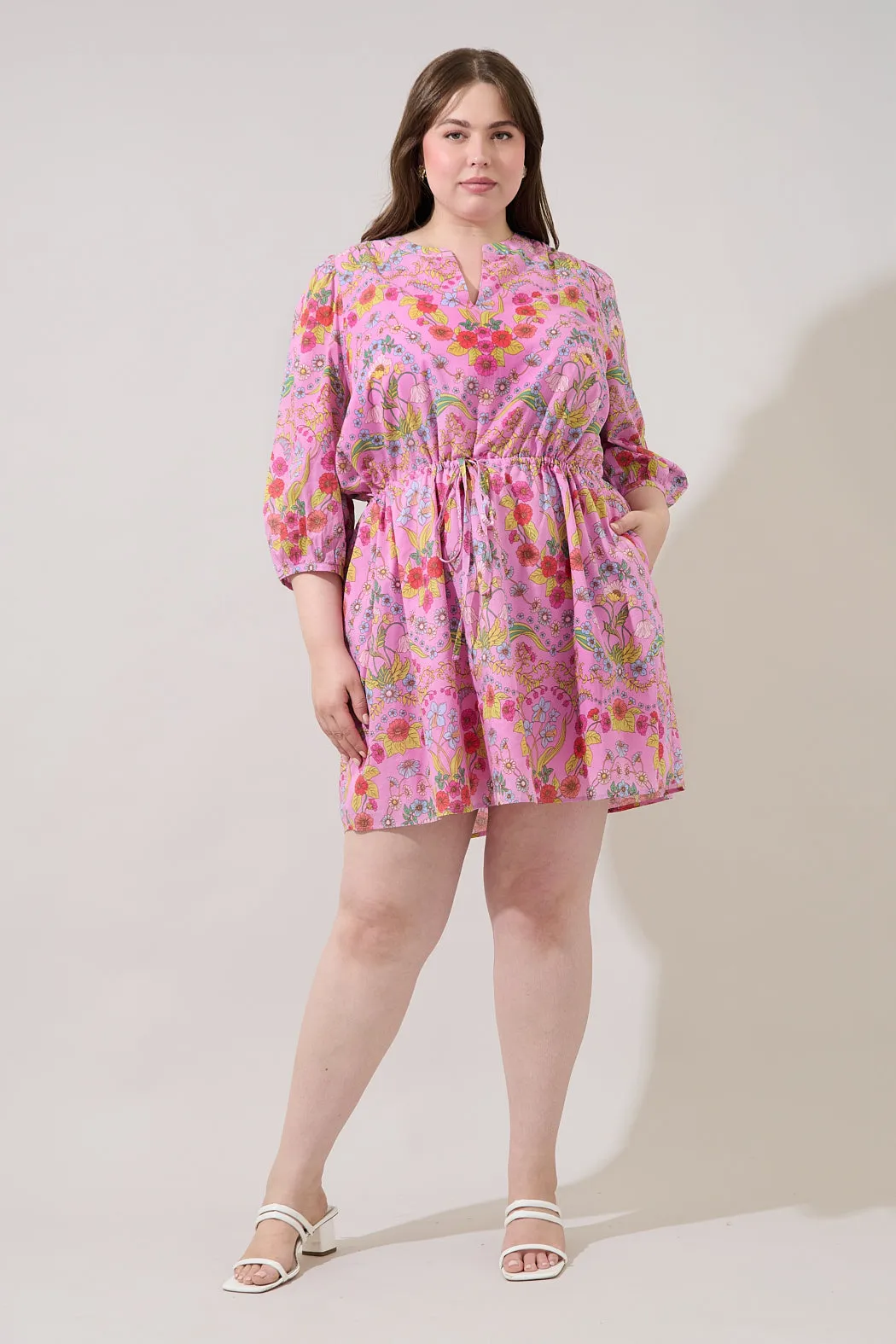 Ramsie Floral Melany Shift Mini Dress Curve sold by Sugarlips product image thumbnail 4