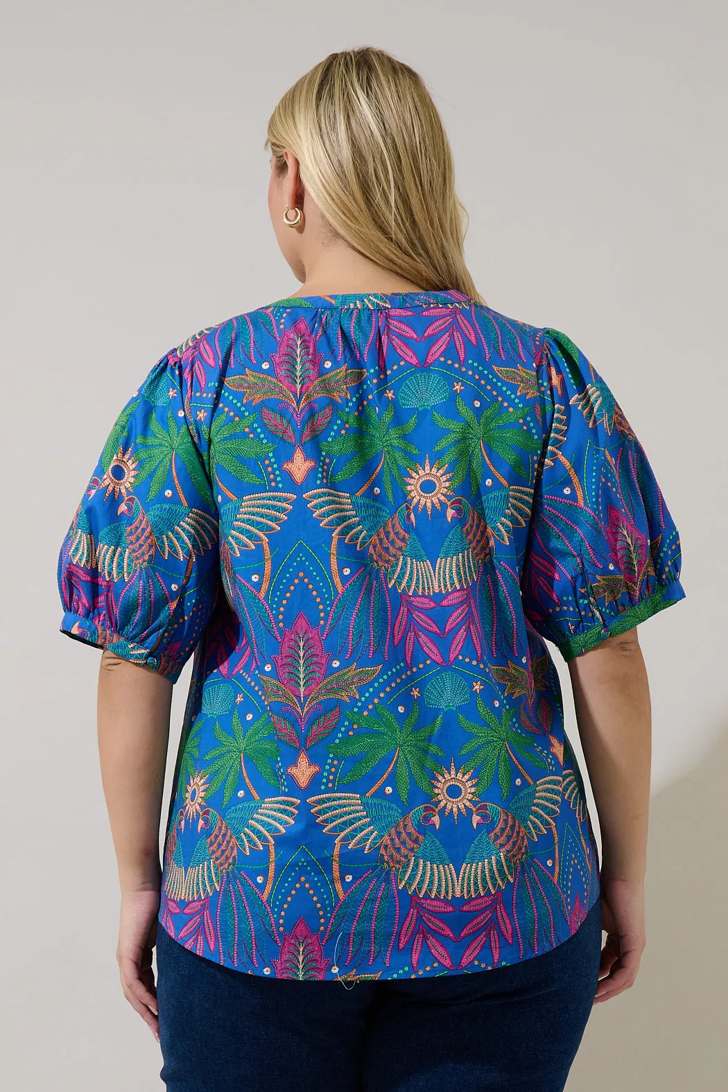 Neli Split Neck Top Yori Tropical Curve sold by Sugarlips product image thumbnail 2