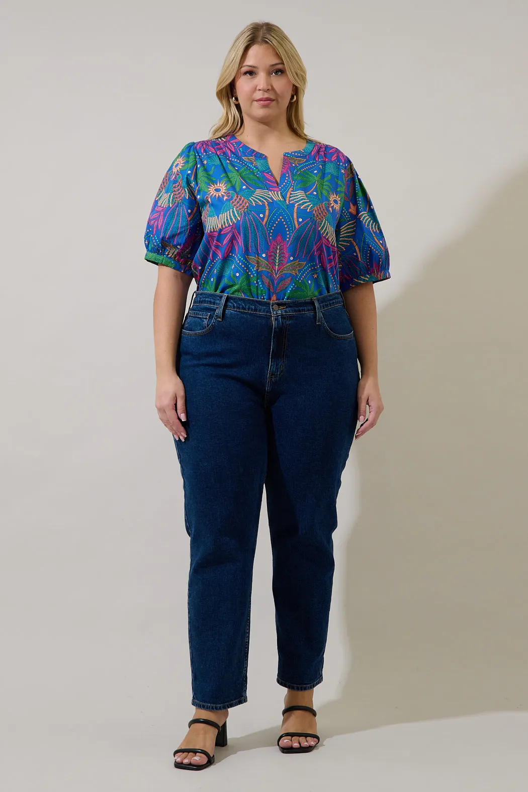 Neli Split Neck Top Yori Tropical Curve sold by Sugarlips product image thumbnail 4