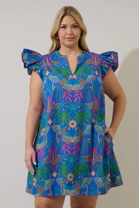 Evalyn Ruffle Mini Dress Yori Tropical Curve made by Sugarlips