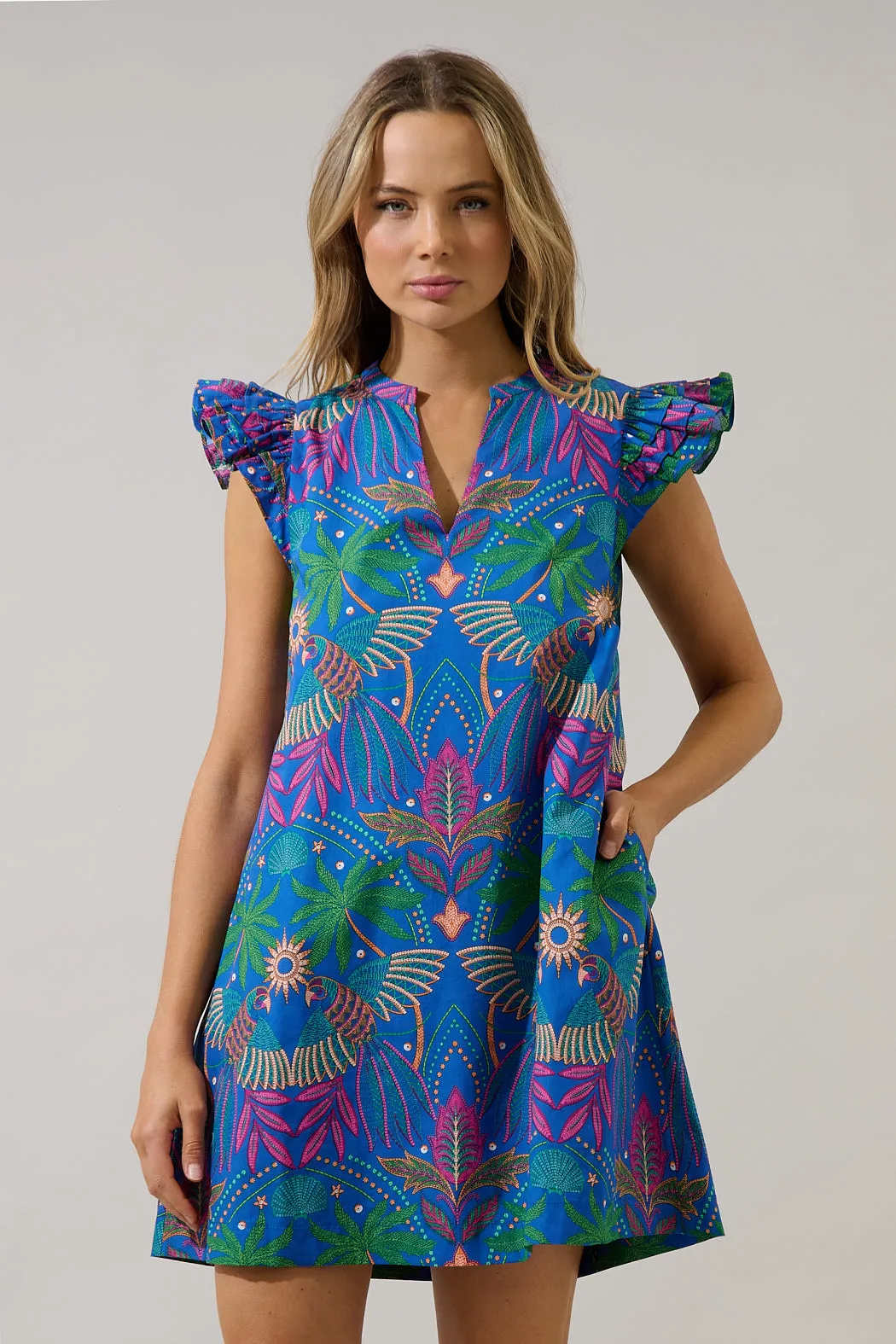 Evalyn Ruffle Mini Dress Yori Tropical sold by Sugarlips product image thumbnail 2