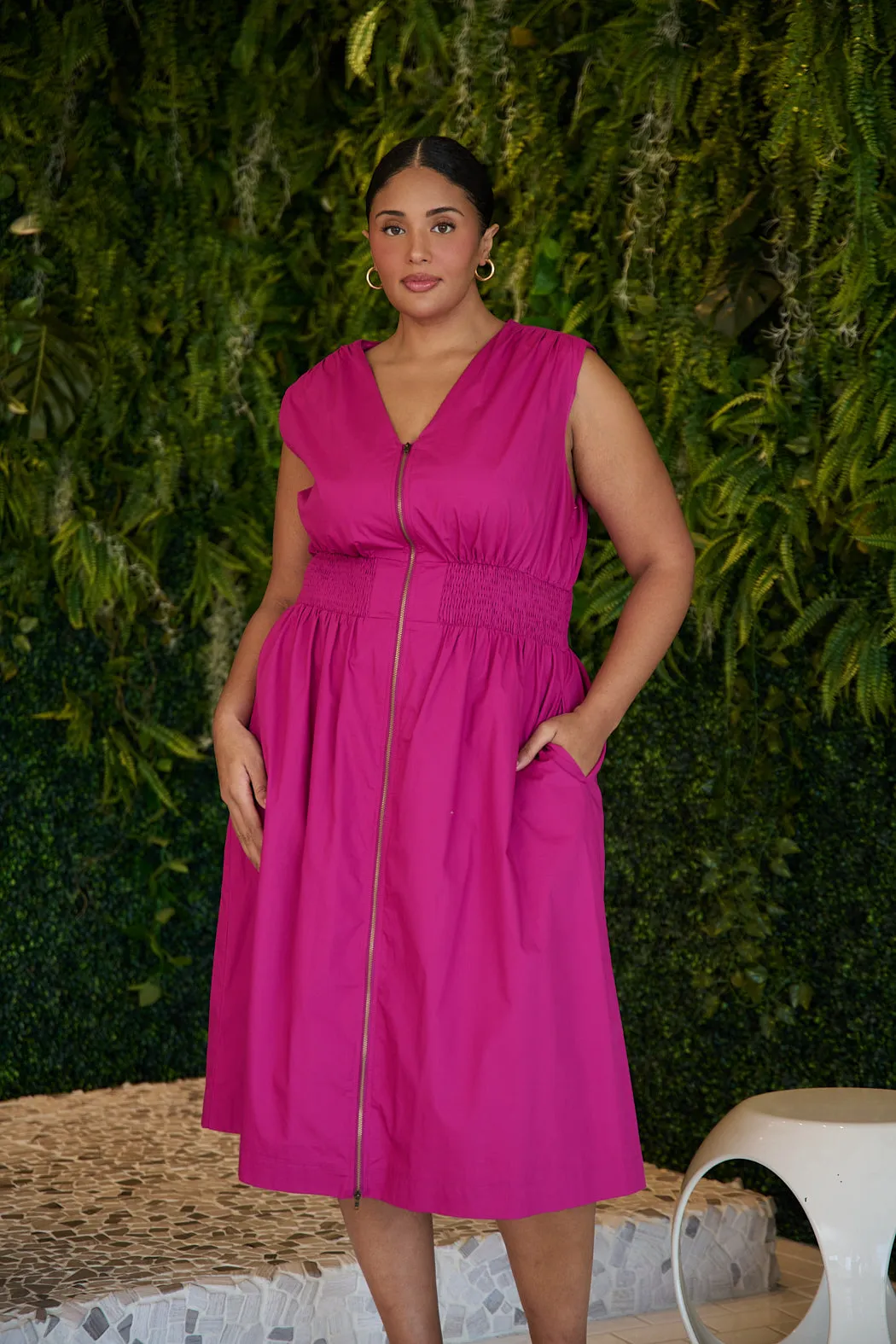 Joslyn Two-way Zipper Midi Dress Curve sold by Sugarlips