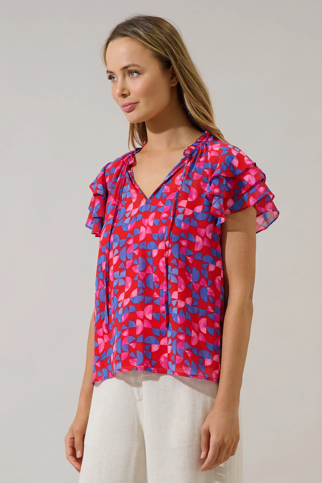 Donis Split Neck Blouse Averly Geo sold by Sugarlips product image thumbnail 3