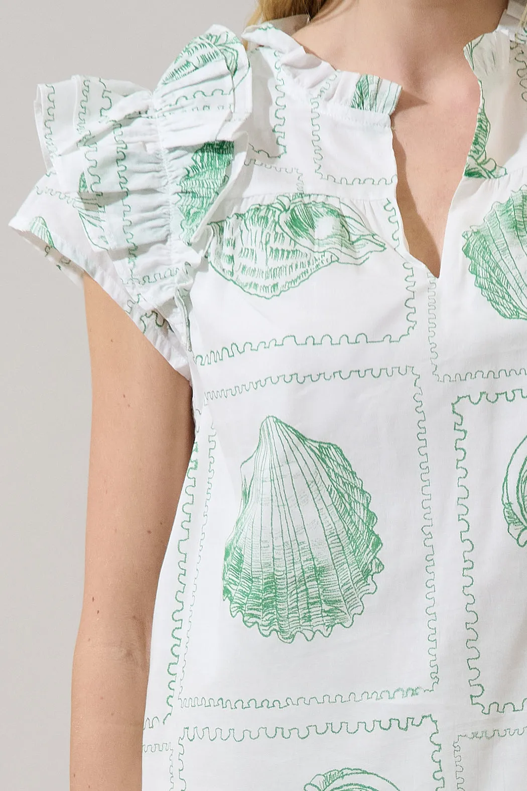 Ramona Ruffle Split Neck Top Seashell Bay sold by Sugarlips product image thumbnail 5