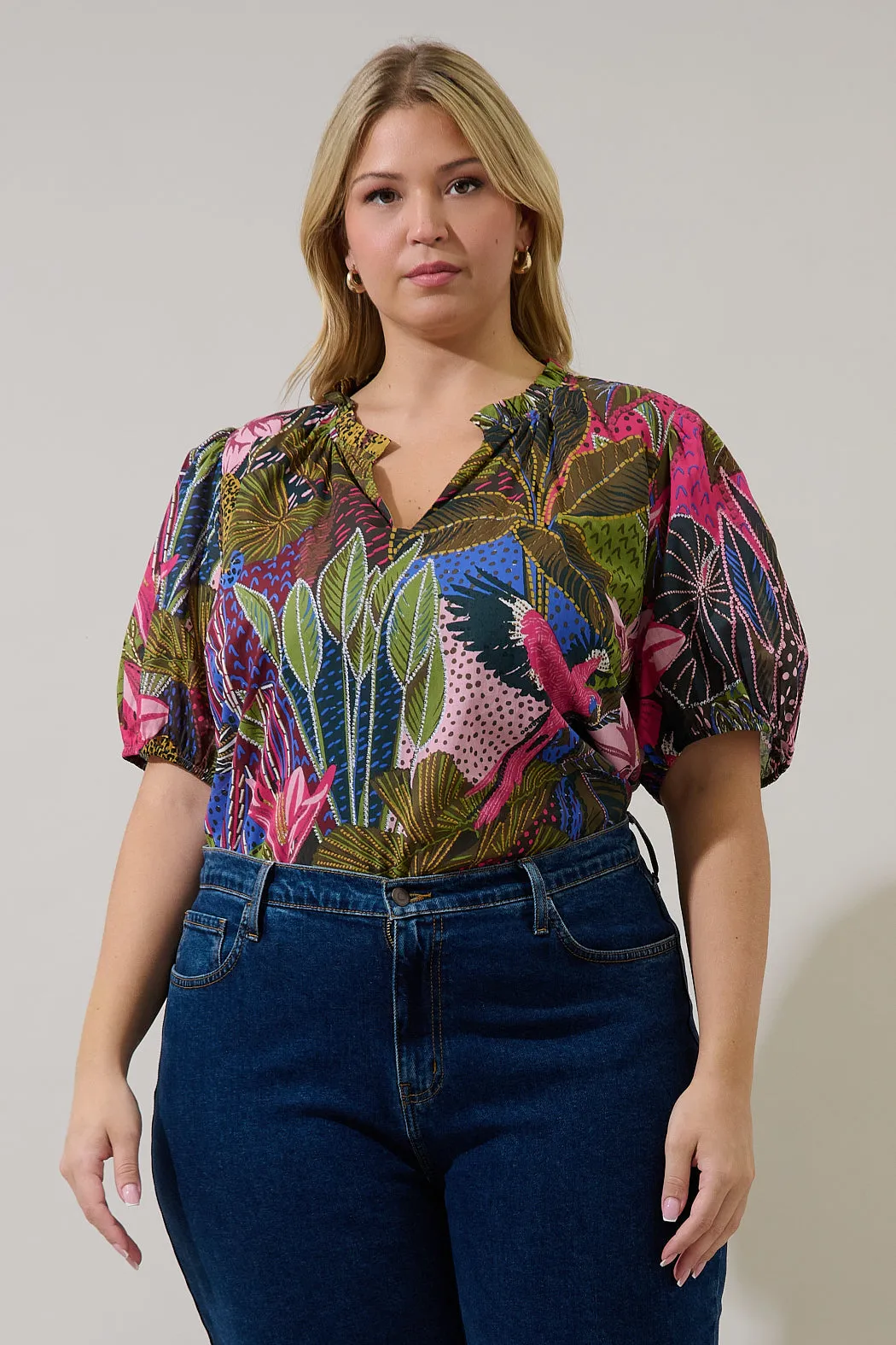 Leonor Gauze Top Jenla Tropical Curve sold by Sugarlips