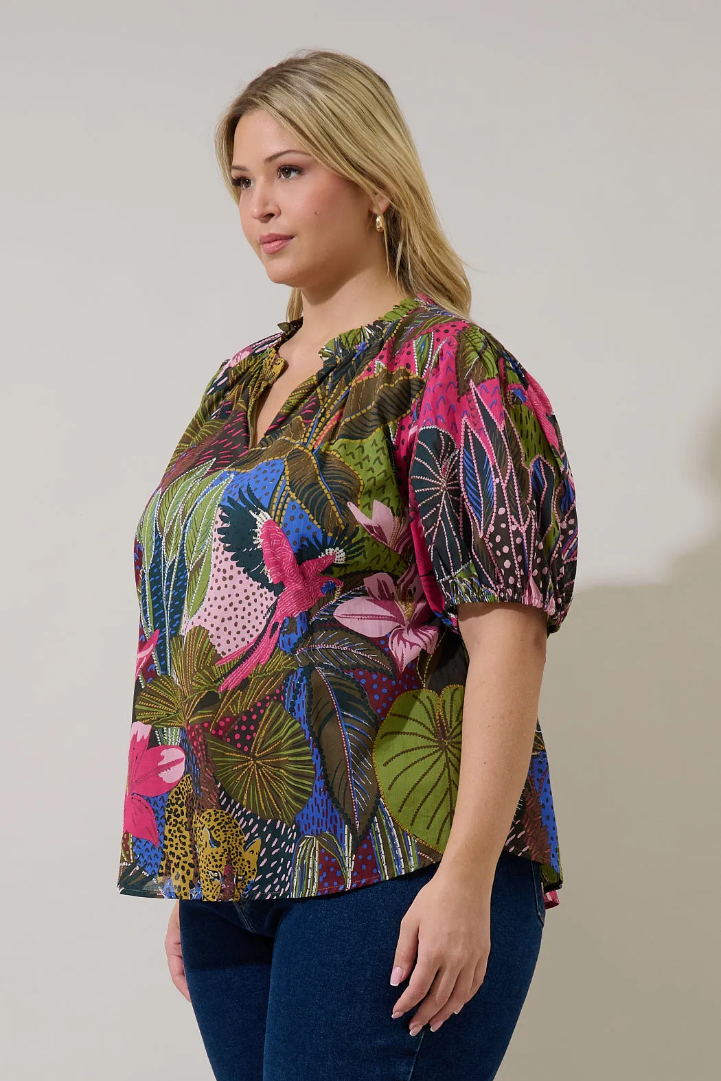 Leonor Gauze Top Jenla Tropical Curve sold by Sugarlips product image thumbnail 3