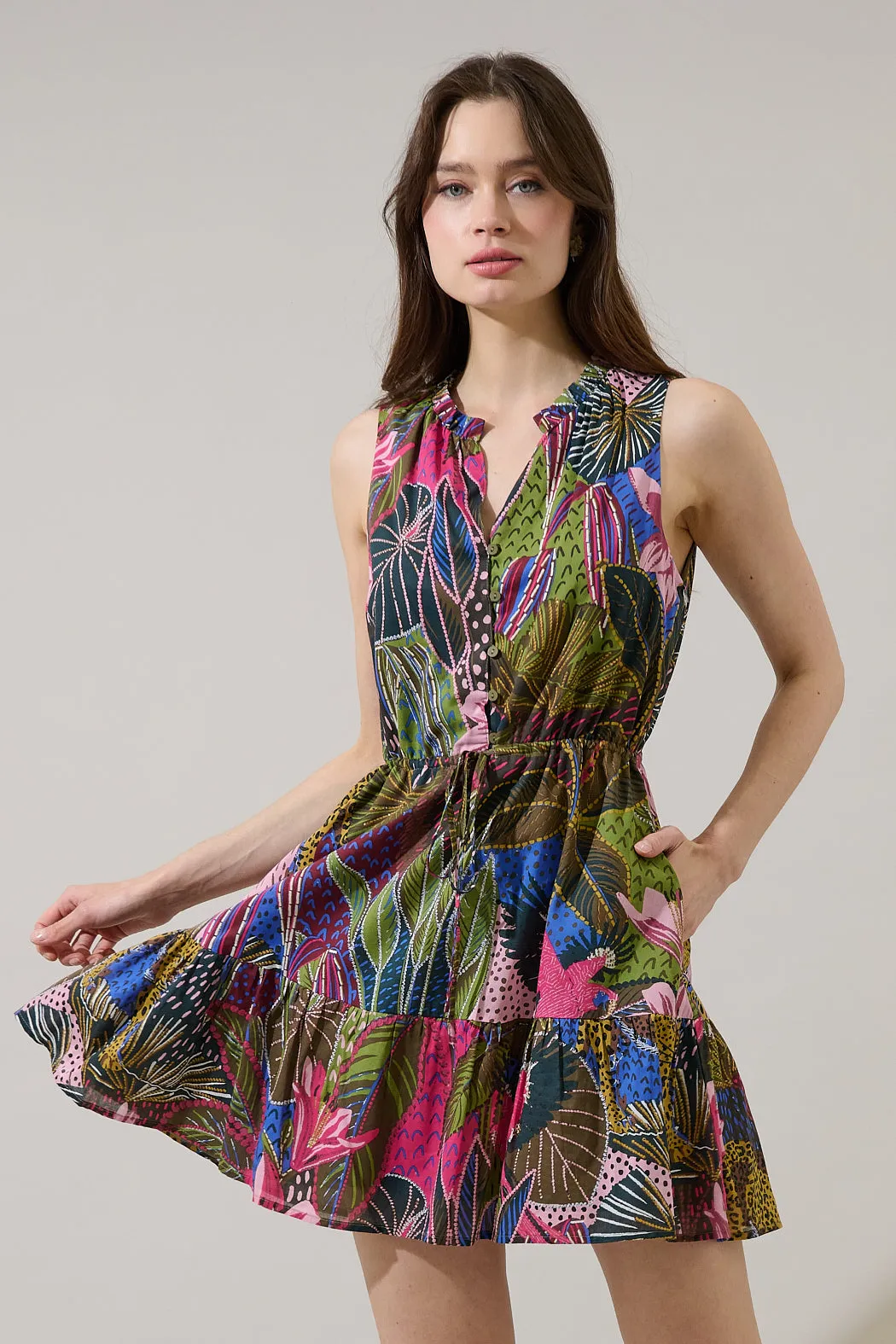 Itzel Shift Mini Dress Jenla Tropical sold by Sugarlips product image thumbnail 2