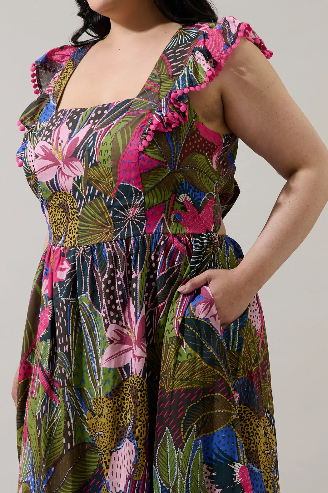 Maira Open Back Midi Dress Jenla Tropical Curve sold by Sugarlips product image thumbnail 4
