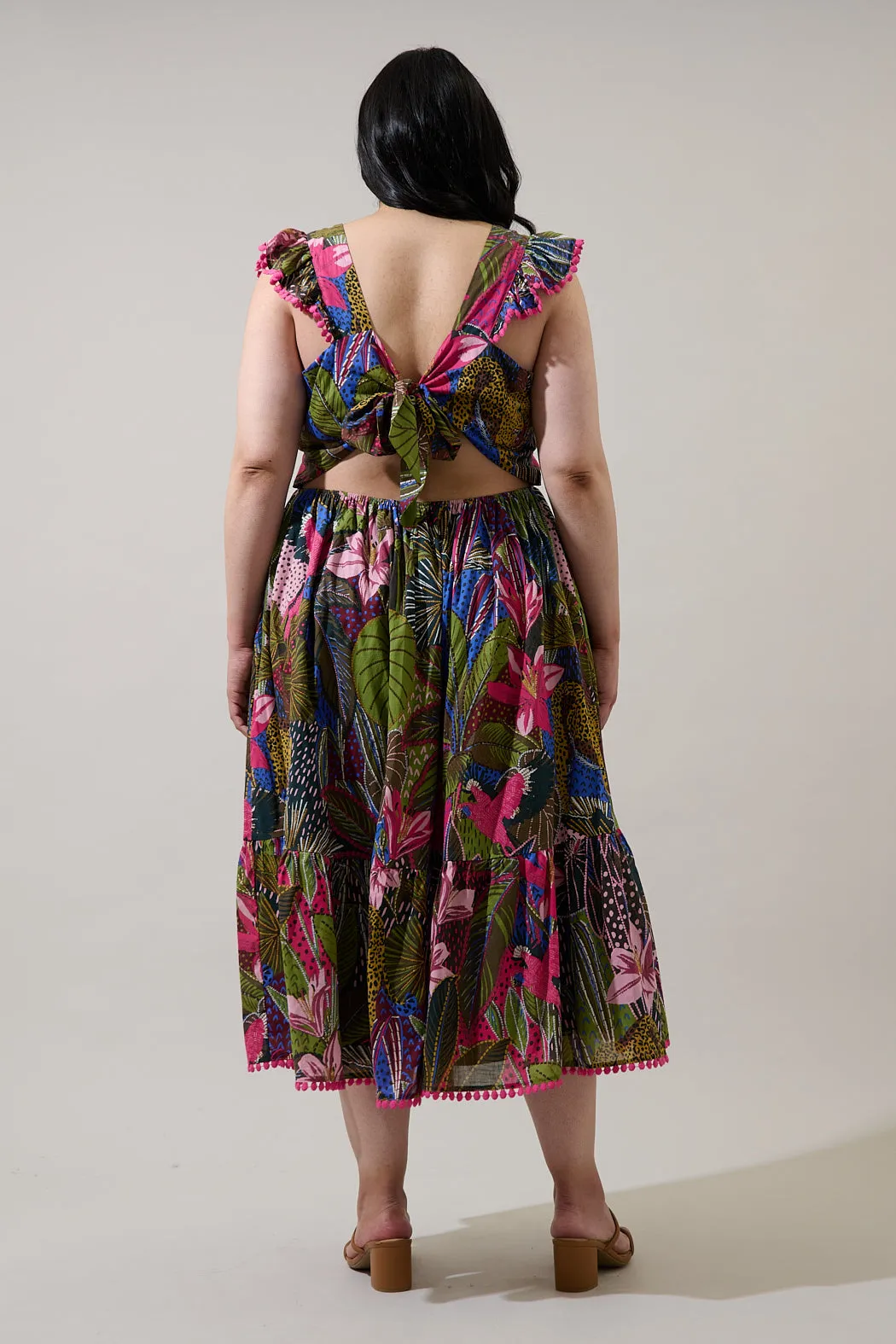 Maira Open Back Midi Dress Jenla Tropical Curve sold by Sugarlips product image thumbnail 2