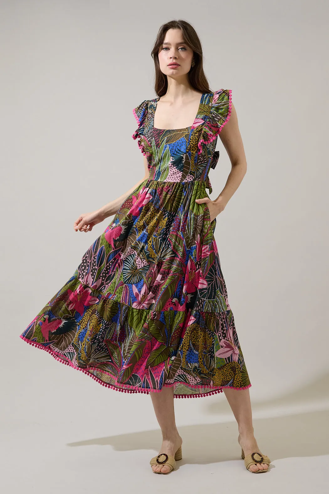 Maira Open Back Midi Dress Jenla Tropical sold by Sugarlips product image thumbnail 2