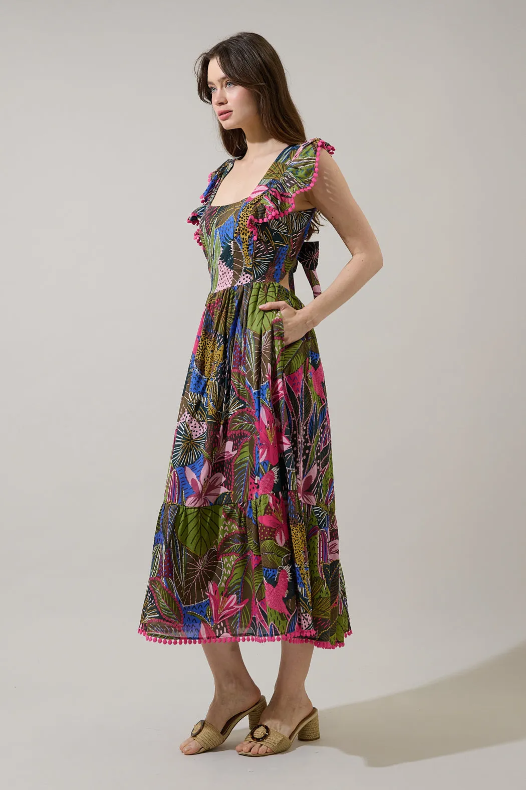 Maira Open Back Midi Dress Jenla Tropical sold by Sugarlips product image thumbnail 4