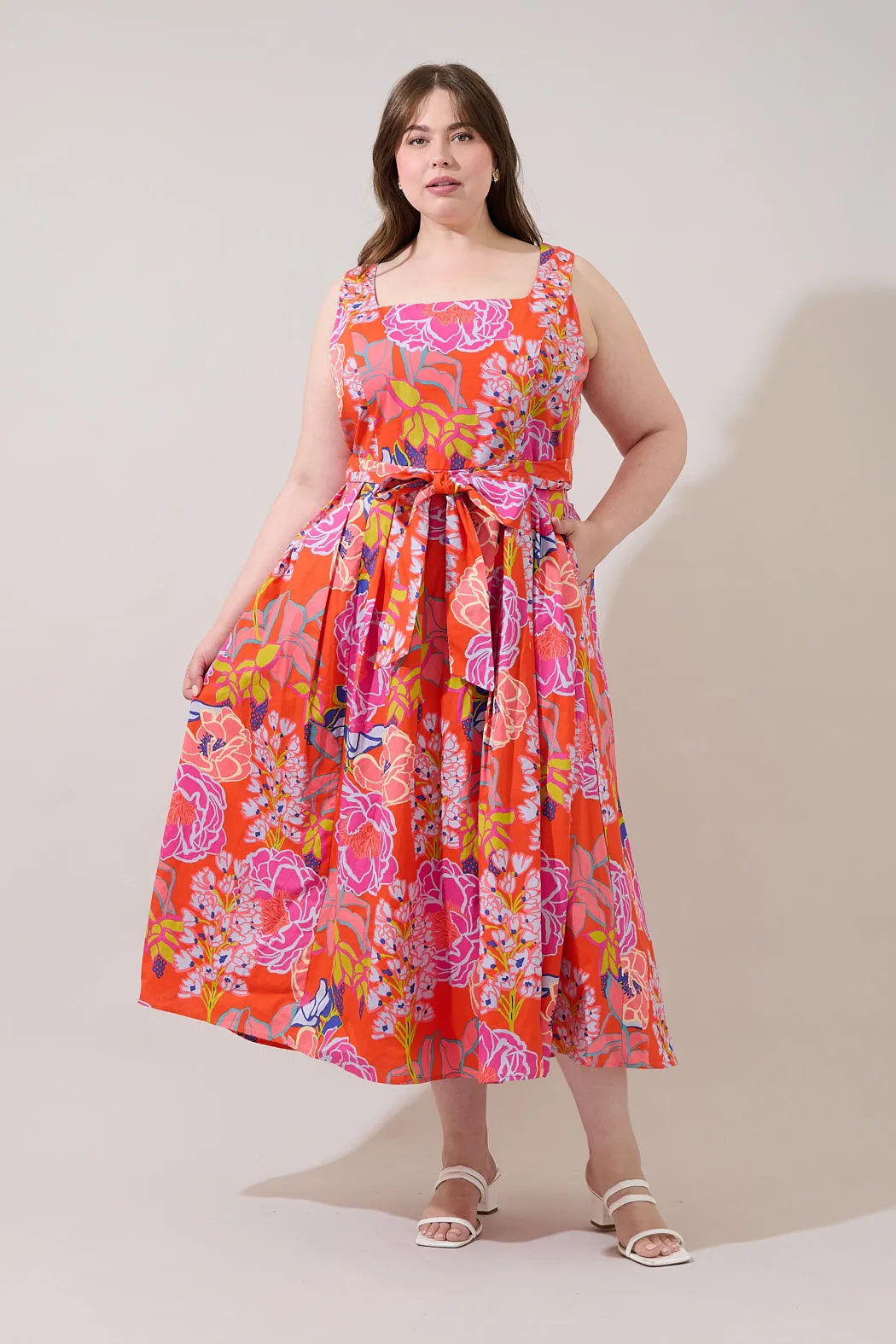 Rayen Sleeveless Midi Dress Dercy Floral Curve sold by Sugarlips product image thumbnail 4
