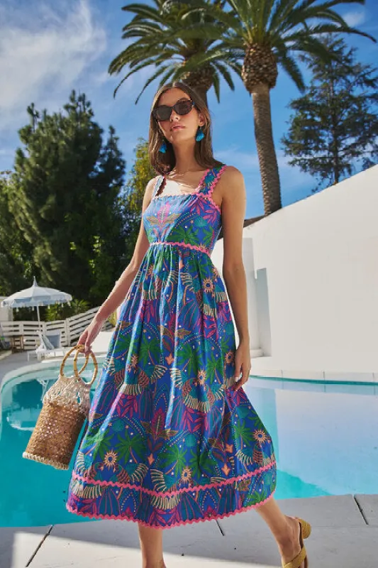 Rulley Pleated Midi Dress Yori Tropical made by Sugarlips