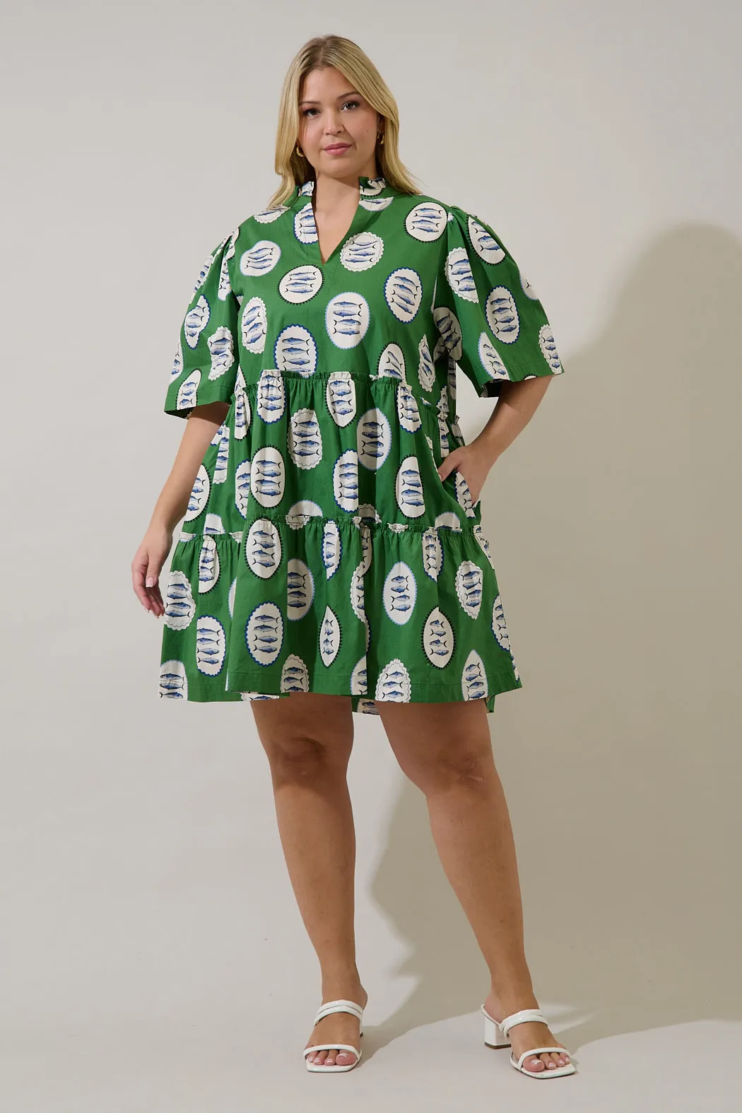 Dixie Split Neck Shift Dress Sardine Sea Curve sold by Sugarlips product image thumbnail 5
