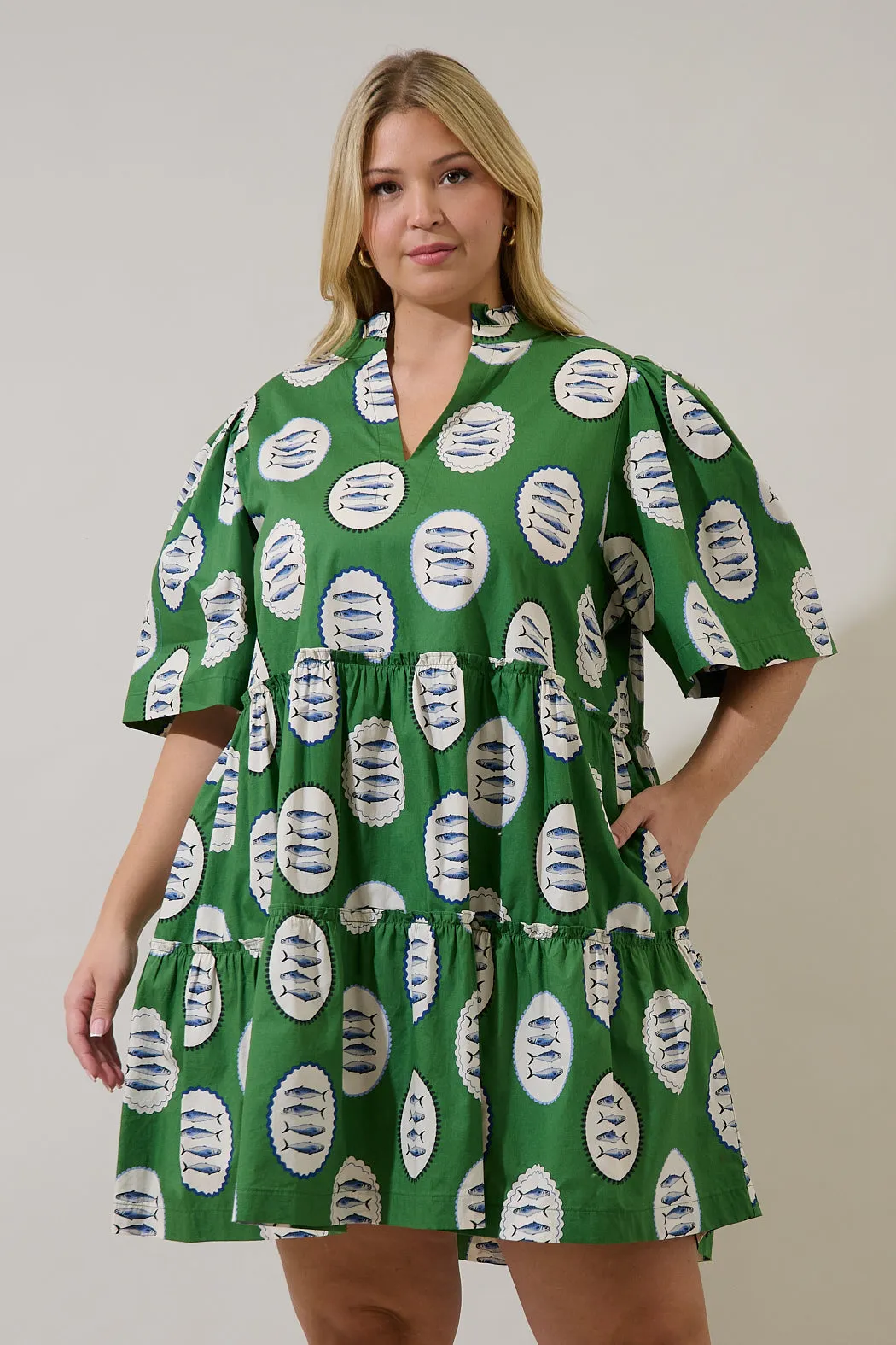 Dixie Split Neck Shift Dress Sardine Sea Curve sold by Sugarlips product image thumbnail 2
