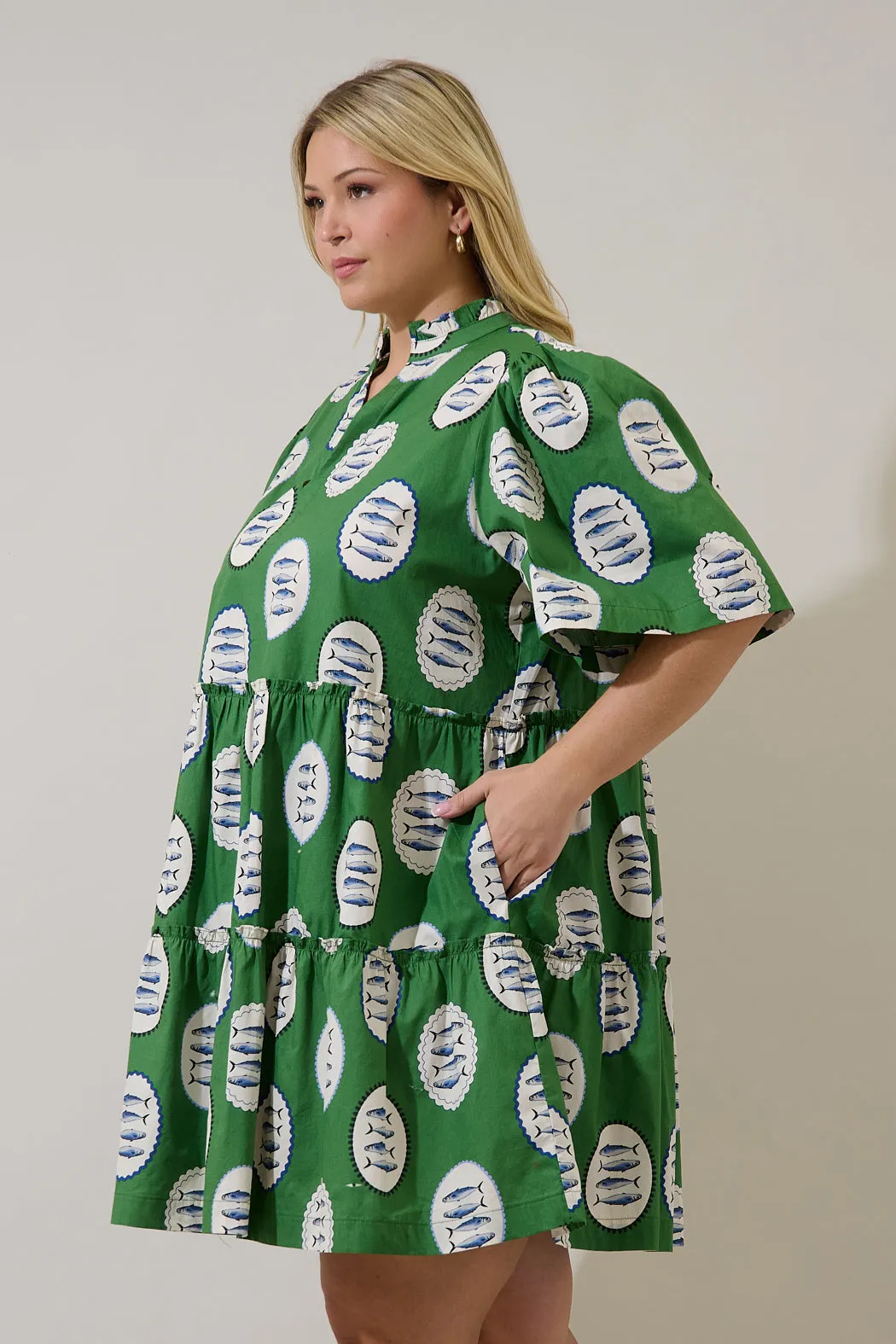 Dixie Split Neck Shift Dress Sardine Sea Curve sold by Sugarlips product image thumbnail 4