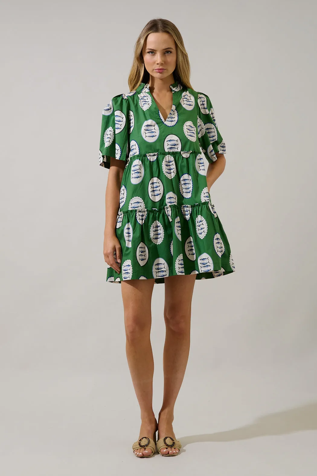 Dixie Split Neck Shift Dress Sardine Sea sold by Sugarlips product image thumbnail 4