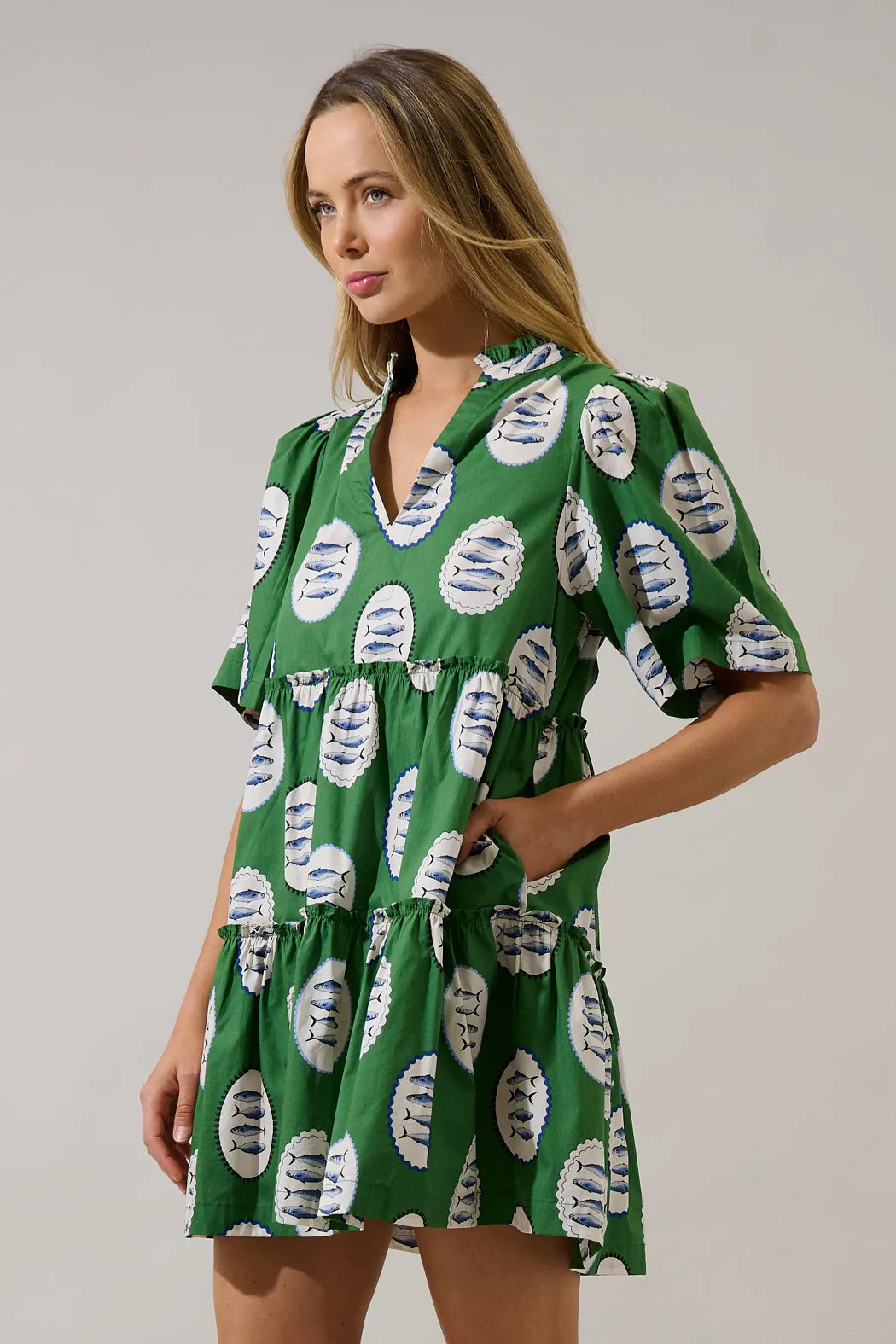 Dixie Split Neck Shift Dress Sardine Sea sold by Sugarlips product image thumbnail 3