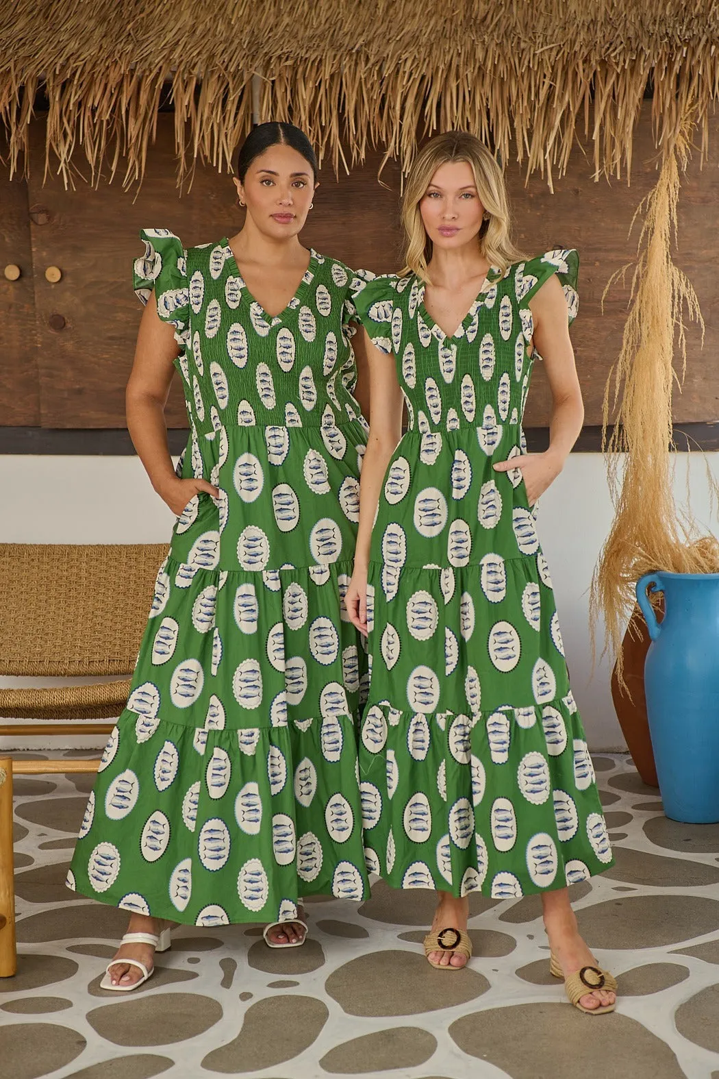 Sunfire Tiered Midi Dress Sardine Sea Curve sold by Sugarlips product image thumbnail 2