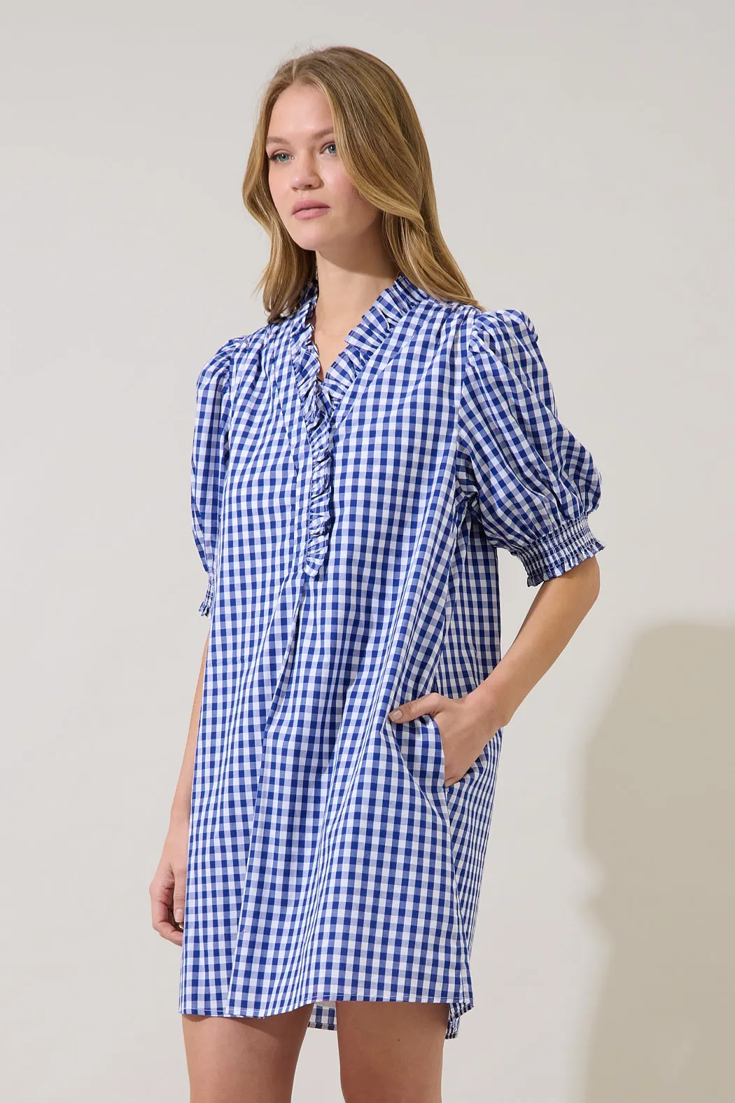 Brisla Gingham Ruffle Mini Dress sold by Sugarlips product image thumbnail 3