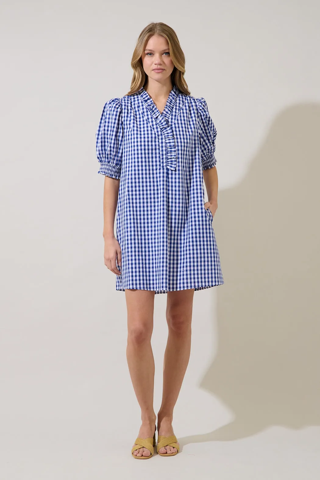 Brisla Gingham Ruffle Mini Dress sold by Sugarlips product image thumbnail 4