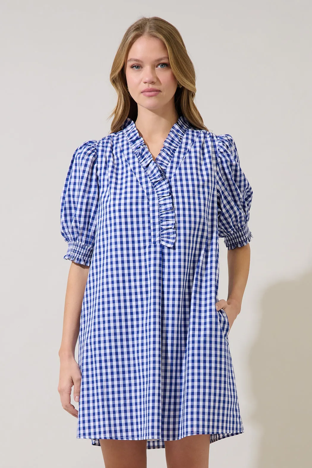 Brisla Gingham Ruffle Mini Dress sold by Sugarlips