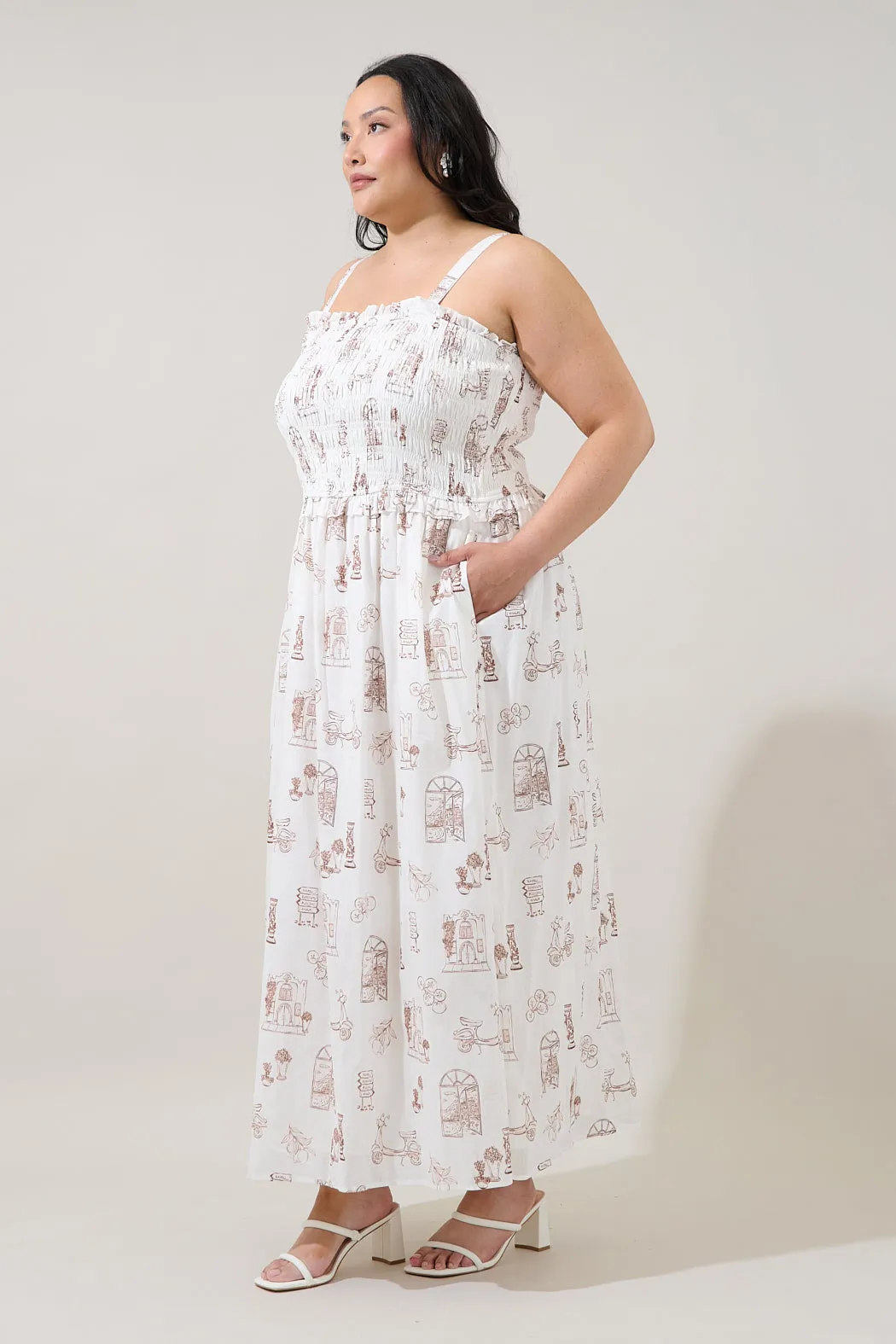 Riela Smocked Maxi Dress Toile Curve sold by Sugarlips product image thumbnail 3