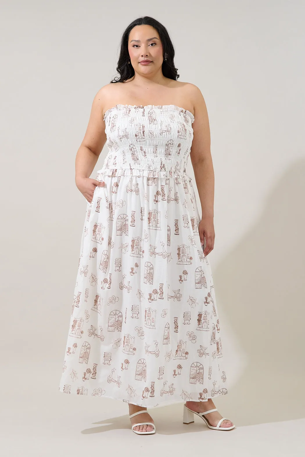 Riela Smocked Maxi Dress Toile Curve sold by Sugarlips product image thumbnail 4