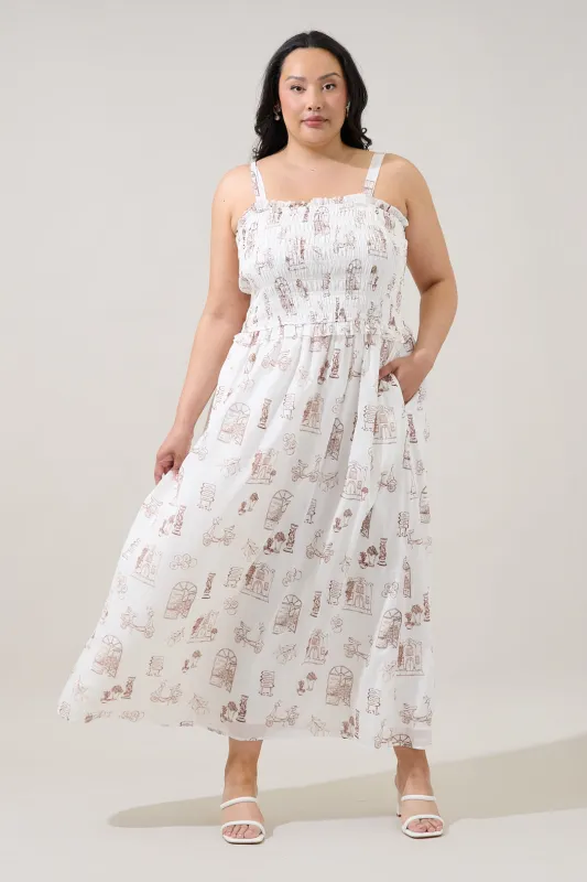 Riela Smocked Maxi Dress Toile Curve made by Sugarlips