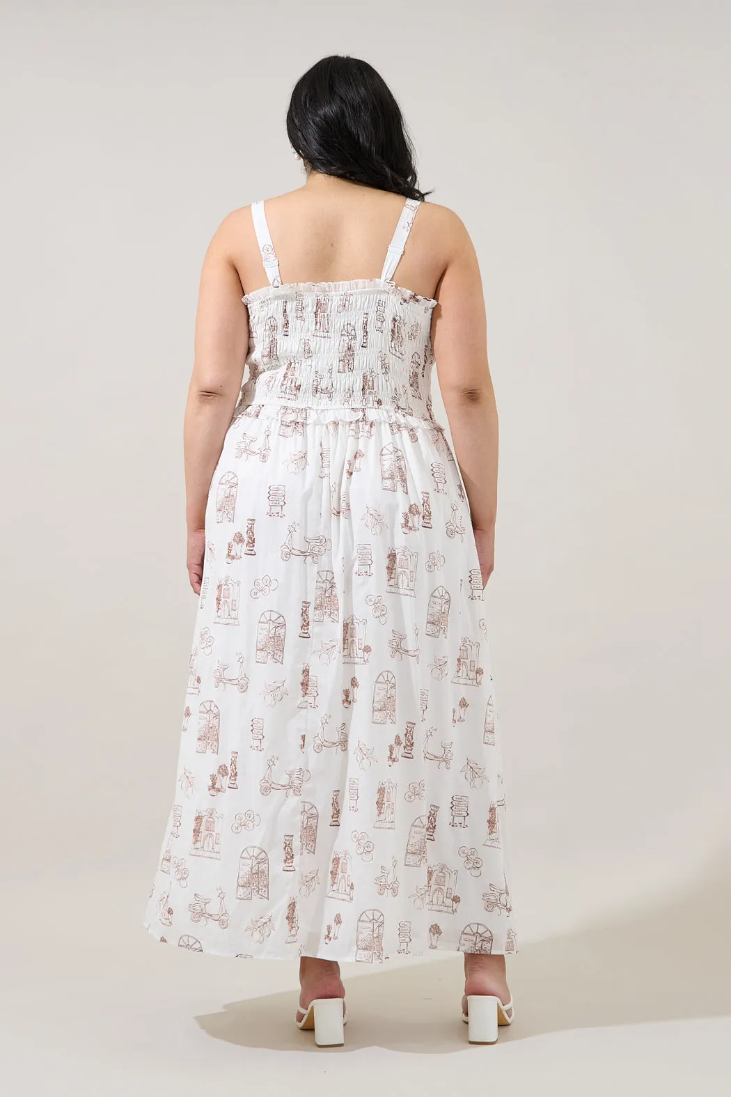 Riela Smocked Maxi Dress Toile Curve sold by Sugarlips product image thumbnail 2